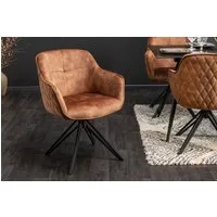 riess-ambiente Polsterstuhl EUPHORIA rost braun / schwarz (Einzelartikel, 1 St), Esszimmer · Samt · Metall · mit Armlehne · 180° drehbar · Retro