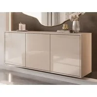 ALLHOUSE24 Kommode MANDY Dreitürige Kommode in Hochglanz Sideboard Kaschmir Weiß (1x Kommode), Breite: 154 cm