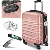 KESSER Hartschalen-Trolley Reisekoffer Handgepäck 55L Koffer Inkl. Kofferwaage + Gepäckanhänger, 4 Rollen, Rollkoffer ABS-Hartschale mit 4 Rollen, Zahlenschloss & Teleskopgriff