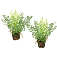 Kunstpflanze Künstlicher Waldfarn im Topf, I.GE.A., Höhe 24 cm, 2er Set Farn Büsche Pflanze Deko Grünpflanze Waldpflanze Zimmerpflanze