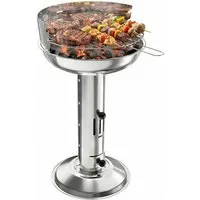 TLGREEN Holzkohlegrill Wetterfest 40x40x69cm, 3-fach Höhenverstellbarer Säulengrill mit Verchromtem Grillrost, Aschekasten & Belüftung, Premium Outdoor, BBQ Grill für Camping, Balkon, Garten, Picknick