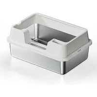 GarveeMore Katzentoilette Edelstahl Katze Müll Box mit Deckel Extra große Müll Box
