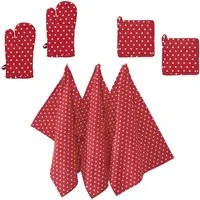REDBEST Topflappen Küchenset 7-teilig, Punkte/gemustert