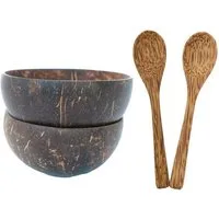 BOURGH Schale BOURGH Kokosnussschalen 2er Set + 2 Kokosnusslöffel, Kokosnuss, (Set)