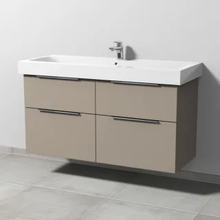 Sanipa 3way Waschtischunterbau zu Geberit iCon Waschtisch mit 4 Auszügen, Sandgrau-Matt UF65567