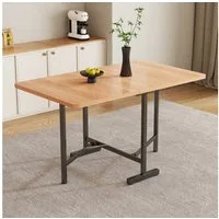 Flieks Esstisch klappbarer Küchentisch, faltbar Tischpaltte Länge15/120xT80 cm (1-St., 1 Tisch), ausziehbarer Schreibtisch Holzoptik Natur, schwarze Eisenbeine