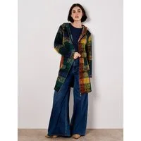 Apricot Wollmantel Cardigan-Jacke mit Kapuze, mit Patchwork-Look