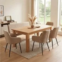 YOZI Essbank Essgruppe mit Sitzbank und 2/4 Stühlen, Dunkelgrau/Beige, Metallbeine (Set, Essbank und Stühle), Frei im Raum stellar