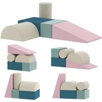 AIYAPLAY Kinder Schaumstoff Bausteine Spielbausteine, (Großbausteine, 5 St., Softbausteine-Set), mit Samtoptik Bausteinset Bauklötze Bunt