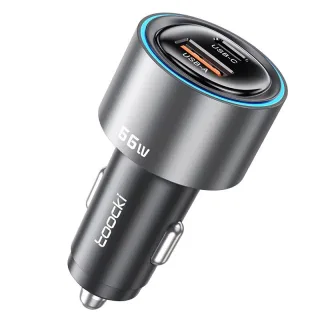 Toocki TQ-CC50B 66W 2-Port USB PD Car Charger Adapter USB-A+USB-C PD2.0/3.0 QC2.0/3.0/4+ AFC FCP SCP PPS PE1.1 VOOC Fast