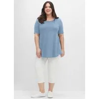Sheego T-Shirt Longshirt Kurzarm mit abgerundetem Saum