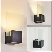 hofstein Außen-Wandleuchte moderne Wandlampe aus Metall/Glas in Schwarz/Milchglas, LED fest integriert, 3000 Kelvin, Wandleuchte mit Up&Down-Effekt, LED 6 Watt, 500 Lumen, IP44