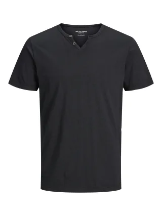 JACK&JONES - JJESPLIT NECK TEE SS NOOS Black - Gr. - XS