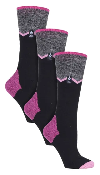 3 Paar Multipack Ultra Lite Damen Skisocken | Wärmehalter | Damen Funky Patterned Striped Knee High Socks - Schwarz Zig Zag
