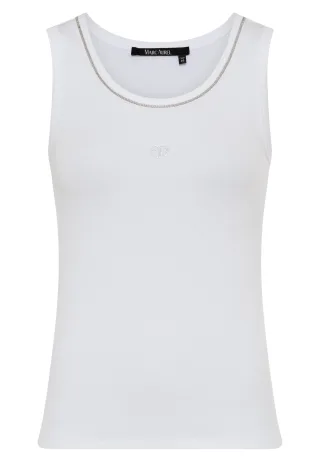 Marc Aurel - Rippshirt mit Herz Hotfix white - Gr. - 34