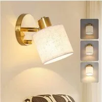 Rosnek LED Wandleuchte Wandlampe innen dimmbar mit Schalter E27 40W inkl. Leuchtmittel, LED wechselbar, Wandleuchte mit beige Leinenschirm für Schlafzimmer Wohnzimmer Flur