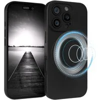 EAZY CASE Handyhülle für Apple iPhone 16 Pro Hülle Silikon 6,3 Zoll, Schutzhülle mit MagSafe kratzfest Back Cover Kameraschutz Schwarz