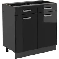 Vicco Unterschrank R-Line, Schwarz Hochglanz/Anthrazit, 80 cm ohne Arbeitsplatte (1-St)