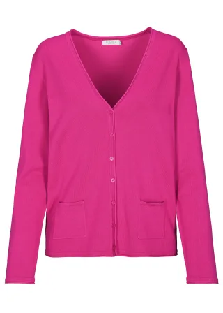 CLARINA - NOS V-Cardigan, 1/1 Arm, uni 444 beere - Gr. - 42