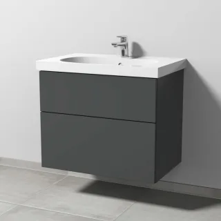 Sanipa 3way Waschtischunterbau zu Geberit Acanto Waschtisch mit 2 Auszügen, Anthrazit-Matt SM41722