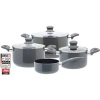 Elo Topf-Set Rhino Topfset 4-teilig, Aluminium (Set, 7-tlg), Hitzeisolierende Softtouch Griffe