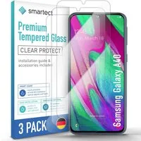 smartect Displayschutzglas Schutzglas Panzerfolie Klar für Samsung Galaxy A40, Set, 3 Stück, Schutzfolie Glasschutz Bildschirm