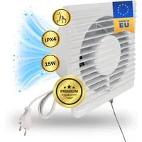 TronicXL Turboventilator IPX4 125mm 150m³/h Abluft Zuluft Grow Lüfter Ventilator für Growbox, 14.7 cm Durchmesser