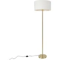 Qazqa Stehlampe Simplo stof, ohne Leuchtmittel, Warmweiß, QAZQA Stehlampe, e27, Gold, Stahl, Design