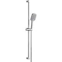 LuxusKollektion Stangenbrause-Set Duschset Duschkopf 3 Strahlarten Schlauch Chrom 100cm Quadratisch