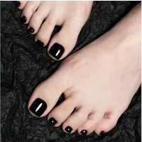 LuxusKollektion Kunstfingernägel Zehennagel 24er Set quadratisch schwarz zum Kleben glänzend Acryl