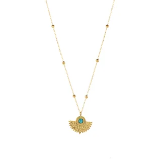 Luxenter Türkis Halskette aus 18K Gelbgold - Kumora