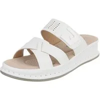Ital-Design Damen Pantolette mit Keilsohle und Zierelement Plateausandaletten (91849379) Keilabsatz/Wedge Keilsandaletten in Weiß