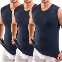 HERMKO Unterhemd 3050 (Pack, 3er) 100 % Bio-Baumwolle Muskelshirt V-Ausschnitt Basic hergestellt in EU