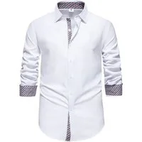 Allthemen Langarmhemd mit stylischen Gingham-Kontrastdetails