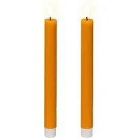 Lumineo LED-Kerze, LED Kerzen 24,5cm mit Timer Wachs 2 Stück Orange / Warmweiß