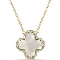 ROUGEMONT Kette mit Anhänger Funkelnde Kleeblatt Damen Glücksbringer Halskette 45cm Exquisite, Elegantes Clover Design Symbol für Glück, Liebe und positive Energie