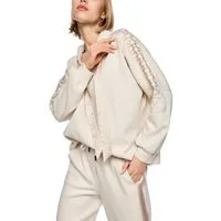 Marc Cain Sweatshirt Golden Hour Premium Damenmode oversize, mit Hotfix-Steinen