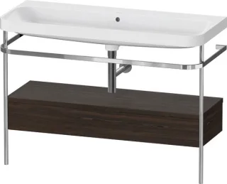 Duravit Happy D.2 Plus c-shaped Set mit Metallkonsole und Schubkasten Nussbaum gebürstet Matt 1175x4 HP4844N69690000