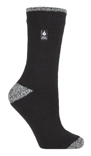 Heat Holders Lite - Isolierte Thermosocken für Damen | Mehrere Designs einschließlich Argyle Streifen Herzen Sterne | Warme Socken für Winter - Schwarz / Weiß H&T (Teneriffa)