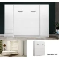 QMM TraumMöbel Schrankbett Wandbett modern vertikal GN 160 x 200 mit 2 Schränken (Set, 3-St) vertikal klappbar