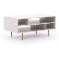 Lomadox Couchtisch NADOR-132, Sofatisch, Kaschmir, goldfarbene Metallfüße