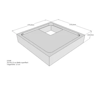 Neuesbad Wannenträger für Bette superflach 70x70x3,5 SD22748