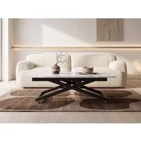 WFL GROUP Couchtisch Axen Ausziehbarer Höhenverstellbarer Couchtisch mit X-Metallgestell (MADE IN EU, 120 x 80 cm ausziehbar auf 160 cm, höhenverstellbar von 38 bis 75 cm), Multifunktional Rechteckiger Wohnzimmertisch mit Rollen