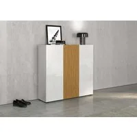 Home affaire Schuhschrank LADY, Schuhkommode,Schuhmöbel,Schuhablage,Schuhregal (Korpus und weiße Türen hochglänzend lackiert) mit 10 Einlegeböden, 12 Fächer, Tür mit Rillenoptik, ca.24 paar Schuhe