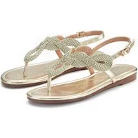 LASCANA Sommerschuh, offener Schuh, Zehentrenner Sandale, Pantolette im Metallic-Look VEGAN