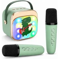 Toomoke Kinder-Lautsprecher mit 2 Mikrofonen Karaoke-Maschine Lautsprecher mit Mikrofon Geburtstagsgeschenk für Kinder (Tragbarer Bluetooth-Lautsprecher mit Lichtshow und Stimmverzerrer)