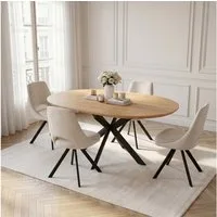 Jiexi Essgruppe Tisch-und Stuhlset, Ausziehbarer Esstisch (110-150 cm) mit 4-6 Stühlen