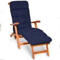 Beautissu Polsterauflage Bequeme Liegenauflage Deckchair, 200x50x8 cm, Blau, Gartenliege Auflage mit Schaumflockenfüllung – Polster für Liegestuhl