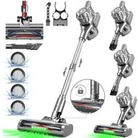 Hiazurm Akku-Hand-und Stielstaubsauger Akku Staubsauger, Staubsauger Kabellos 50000Pa/60Min/1.8L, Vielseitiger Akkusauger für Teppich, Hartboden, Tierhaare, HEPA*4, Akku-Sauger mit grünem Licht, Staubsensor und 90°-Standfunktion