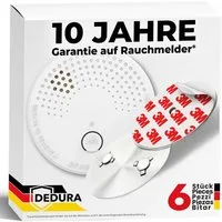 dedura Rauchmelder (Set inkl. Magnethalter mit 10 Jahre Garantie BSI Zertifiziert EN14604)